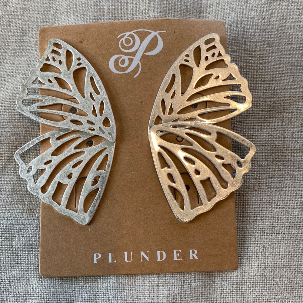 New Large Silver Butterfly Wing Earrings – Calliope #80